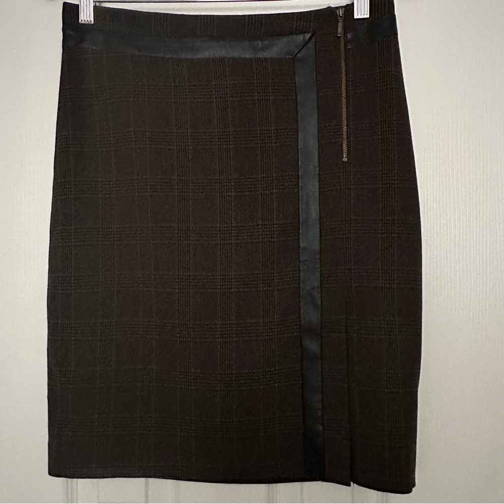 Reitmans Dark Brown Checkered Skirt